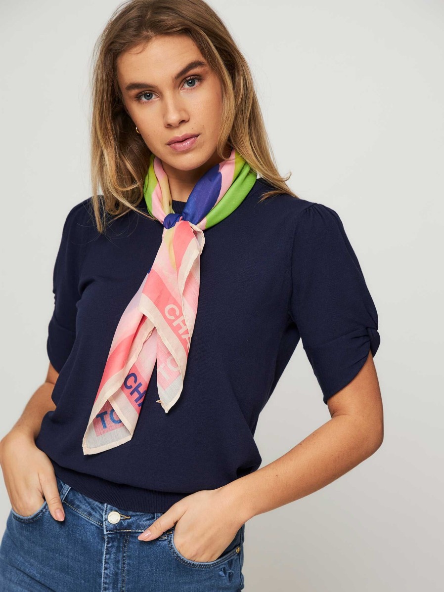 Women Fabienne Chapot Scarves | Dominique, Woven Scarf With Print Pink