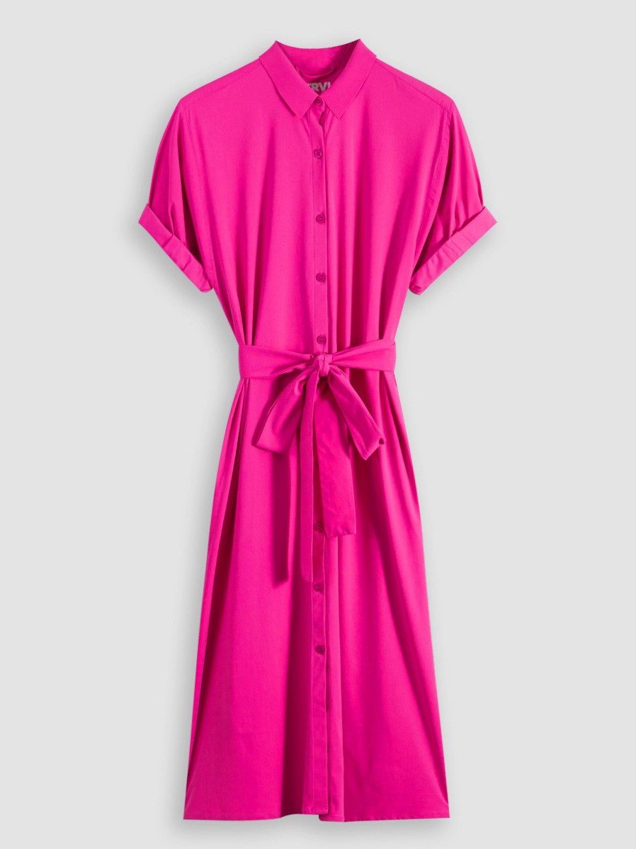 Women Trvl Drss Dresses And Tunics | Venice, Travel Jersey Button Down Dress Pink