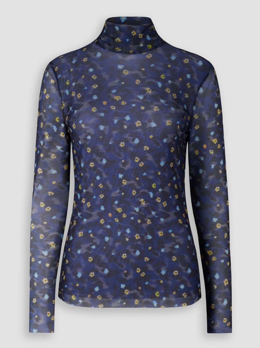 Women Baum und Pferdgarten Tops And Blouses | Jodi, Mesh Top With Print Dark Blue