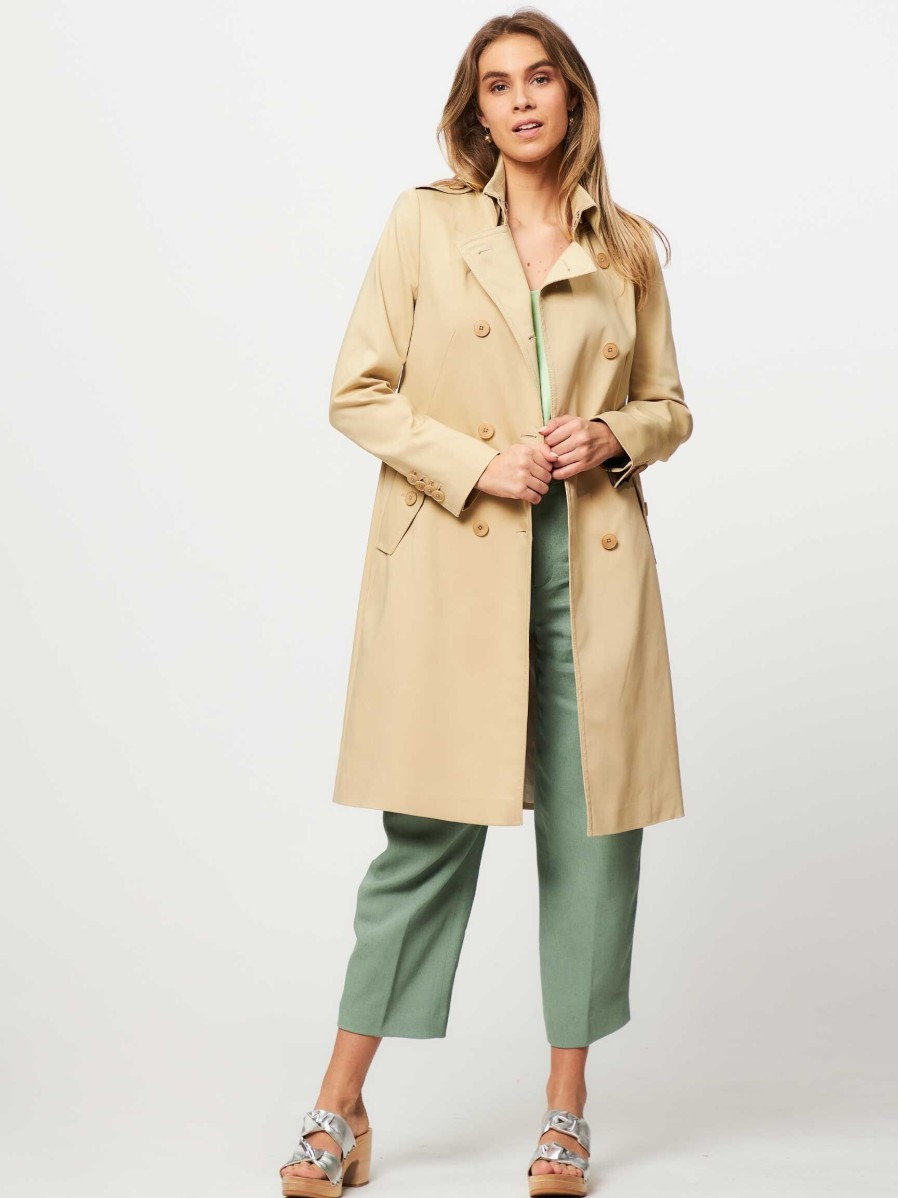 Women Drykorn Outerwear | Harleston, Cotton Mix Coat Sand