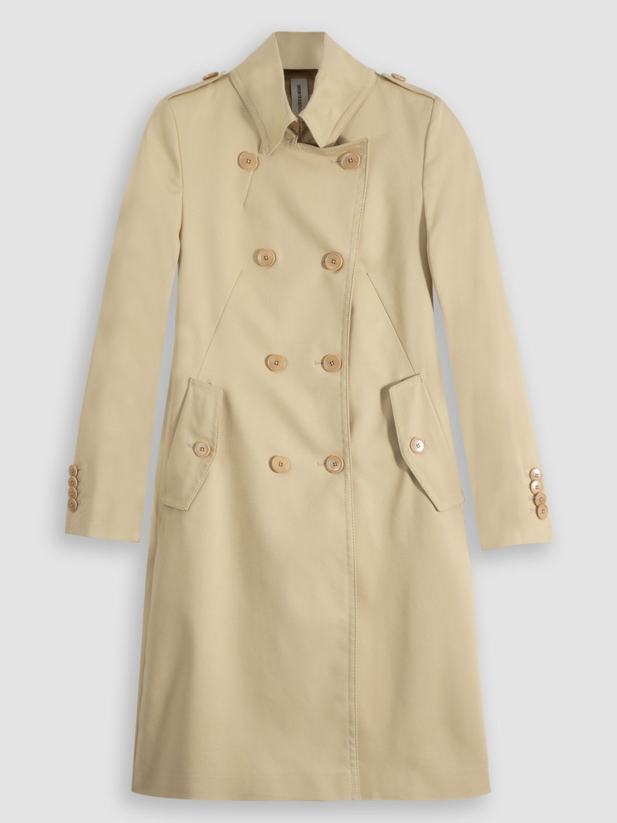 Women Drykorn Outerwear | Harleston, Cotton Mix Coat Sand