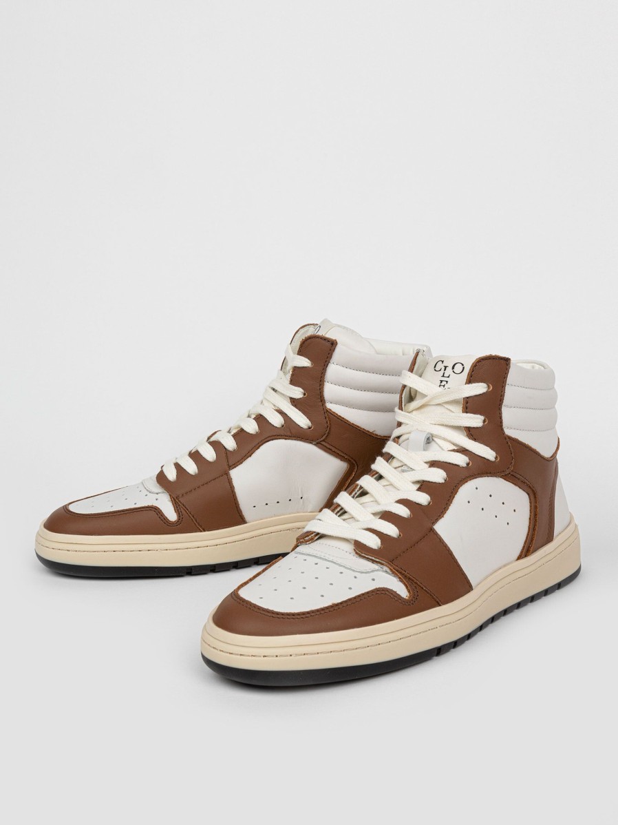 Women Closed Sneakers | Leather High Sneakers Brown