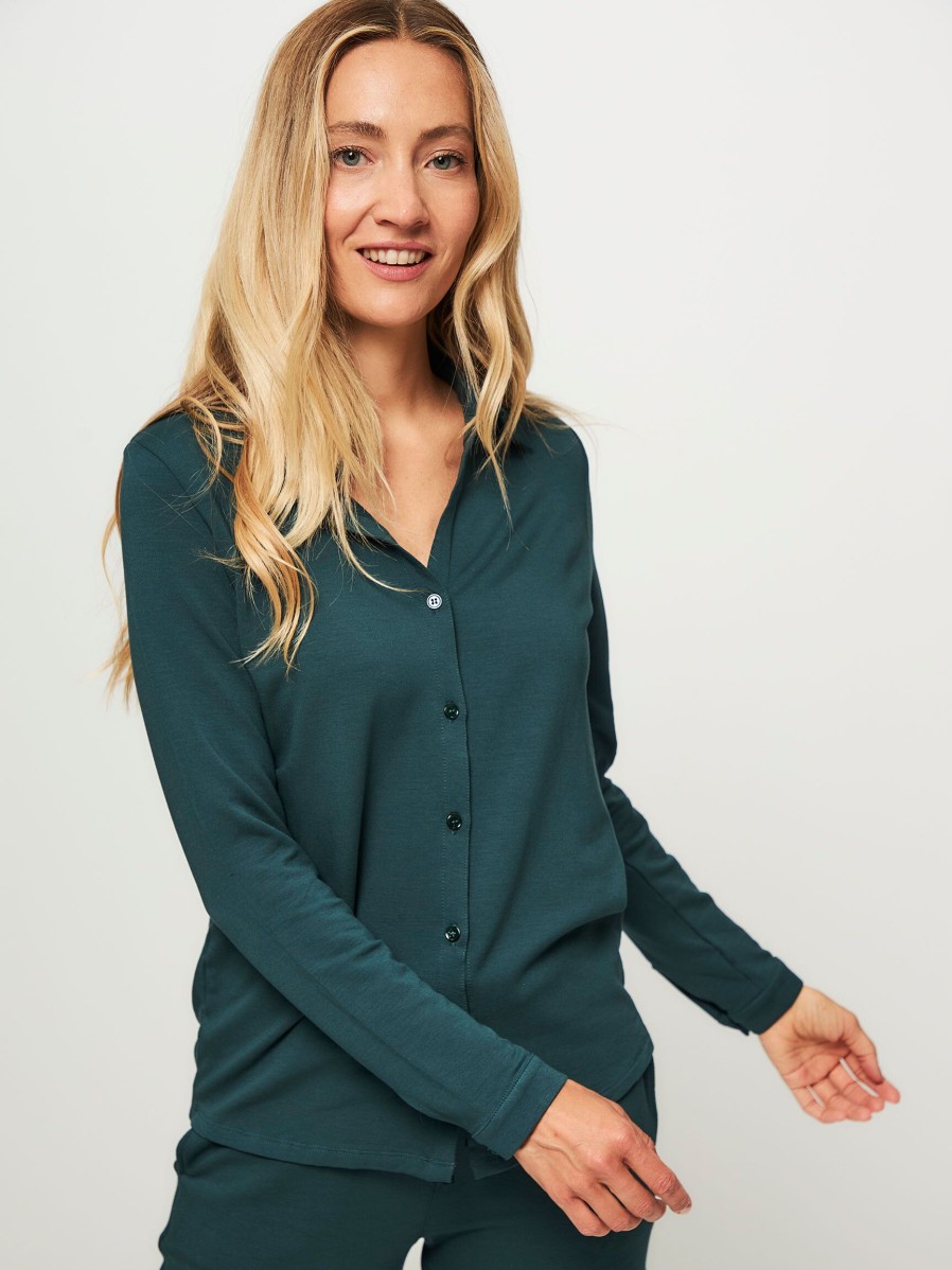 Women Majestic Filatures Tops And Blouses | Viscose Mix Blouse Dark Green