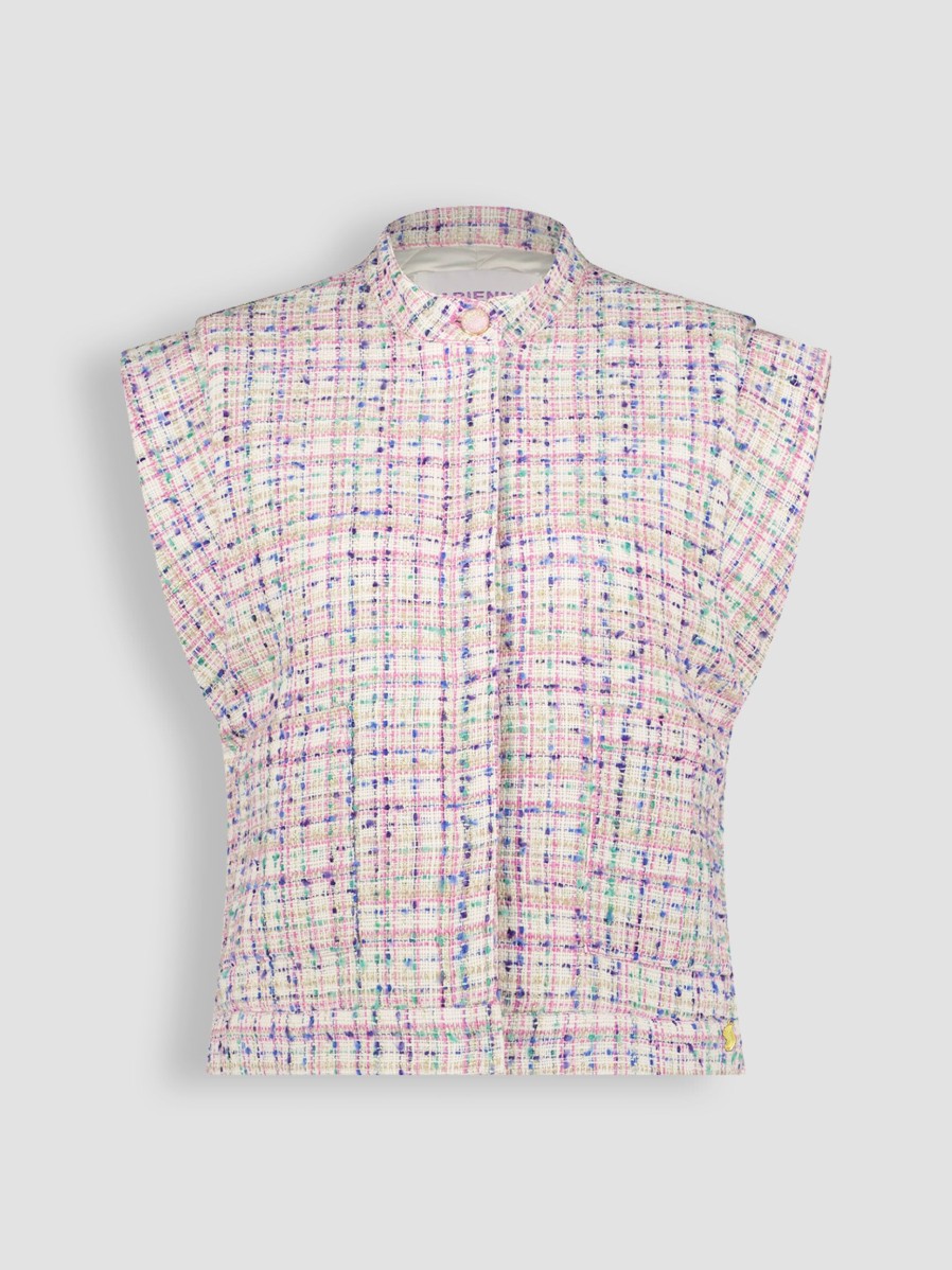 Women Fabienne Chapot Blazers And Jackets | Twiggy, Wool Mix Tweed Gilet With Lurex Pink