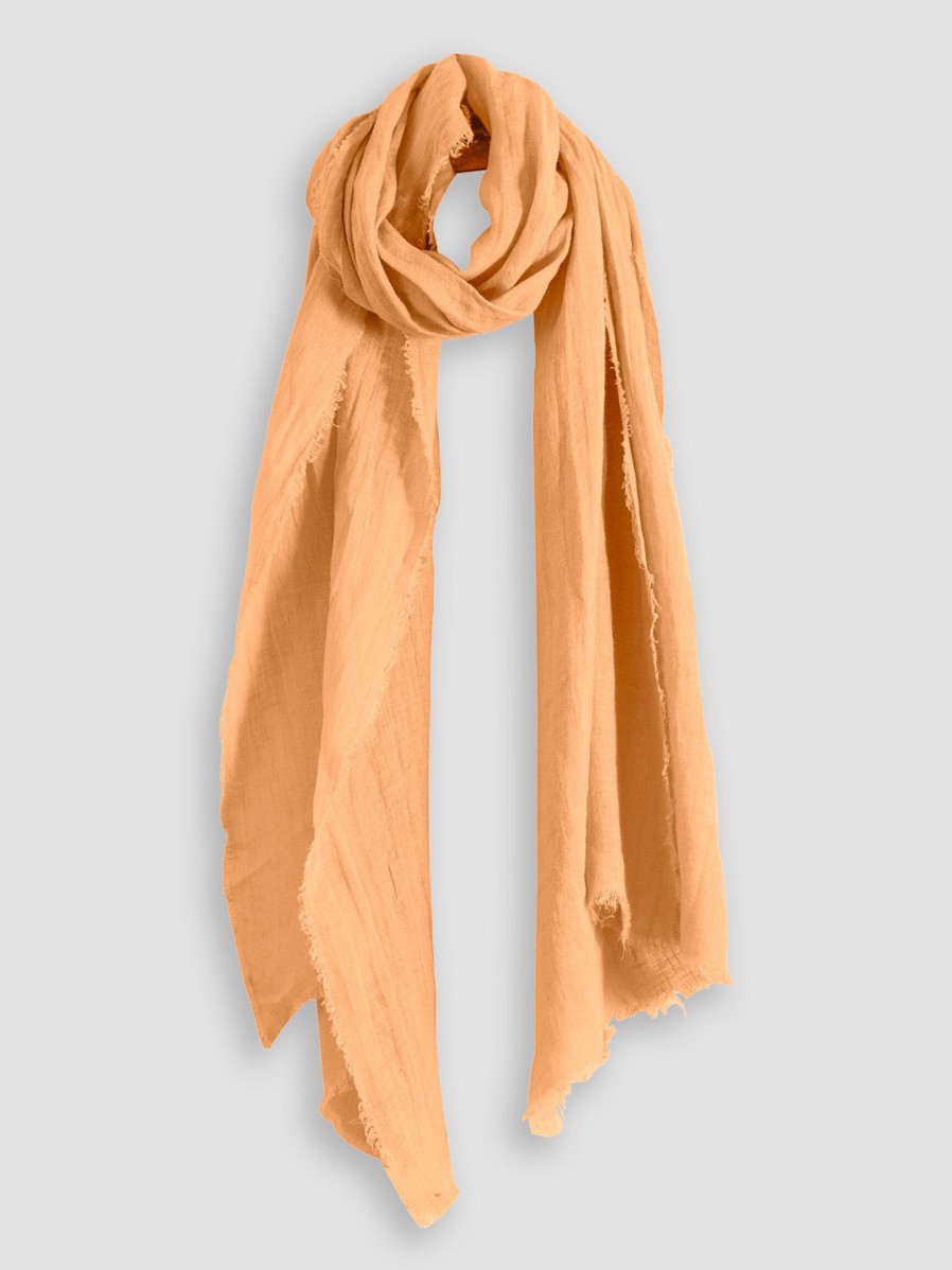 Women Knit-ted Scarves | Ezra, Linen Scarf Coral