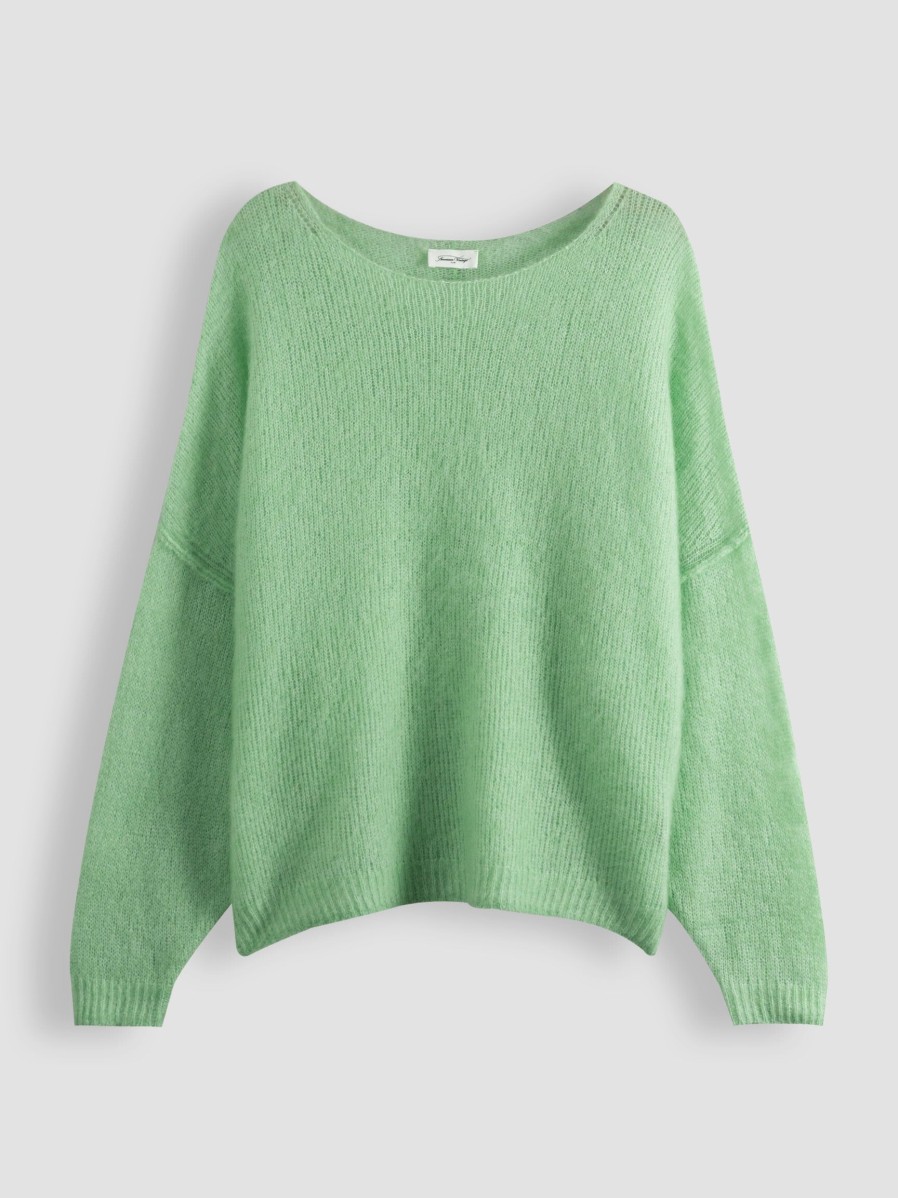 Women American Vintage Sweaters And Cardigans | Yanday, Wool Mix Oversized Super Soft Jumper Green