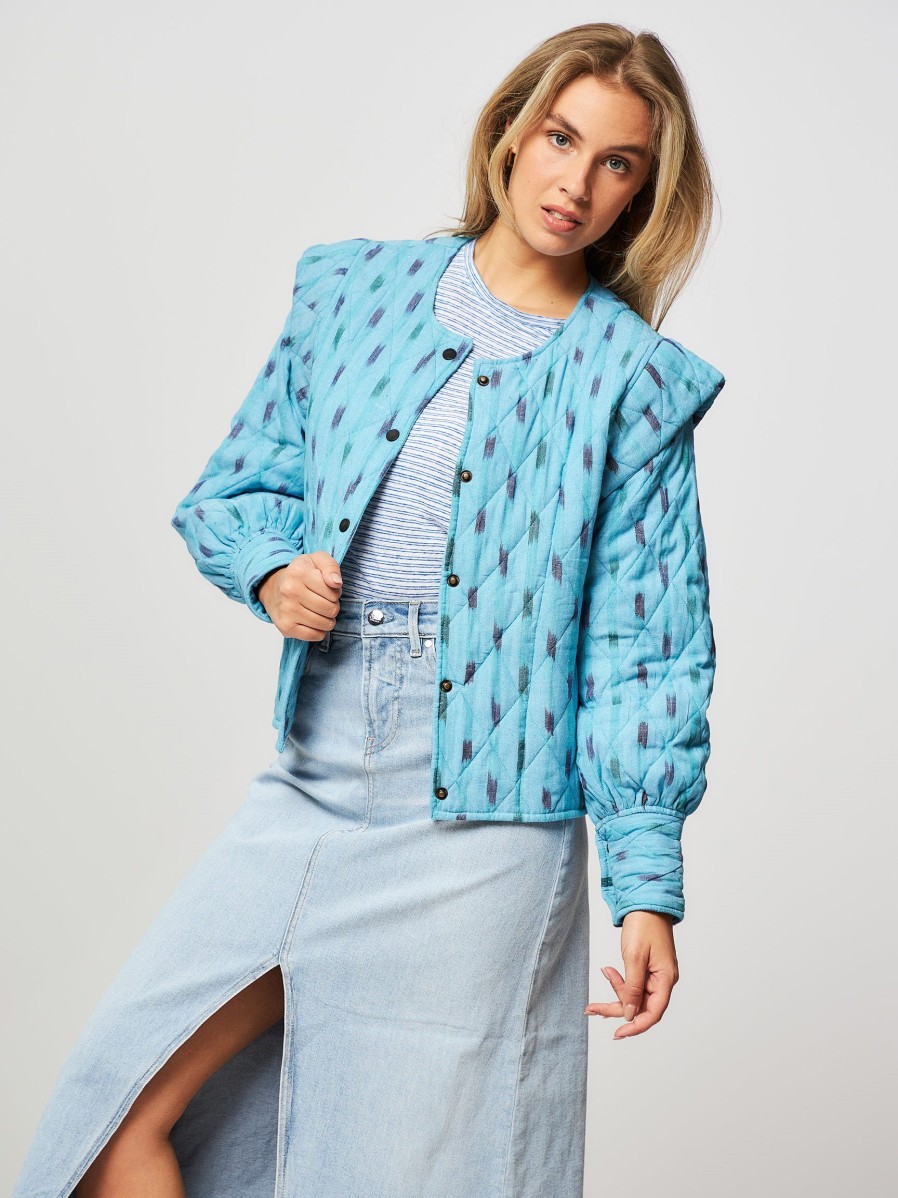 Women I am Jai Blazers And Jackets | Carma, Cotton Jacket With Pattern Blue