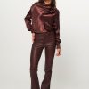 Women Studio AR Tops And Blouses | Ione, Viscose Mix Shiny Top Brown