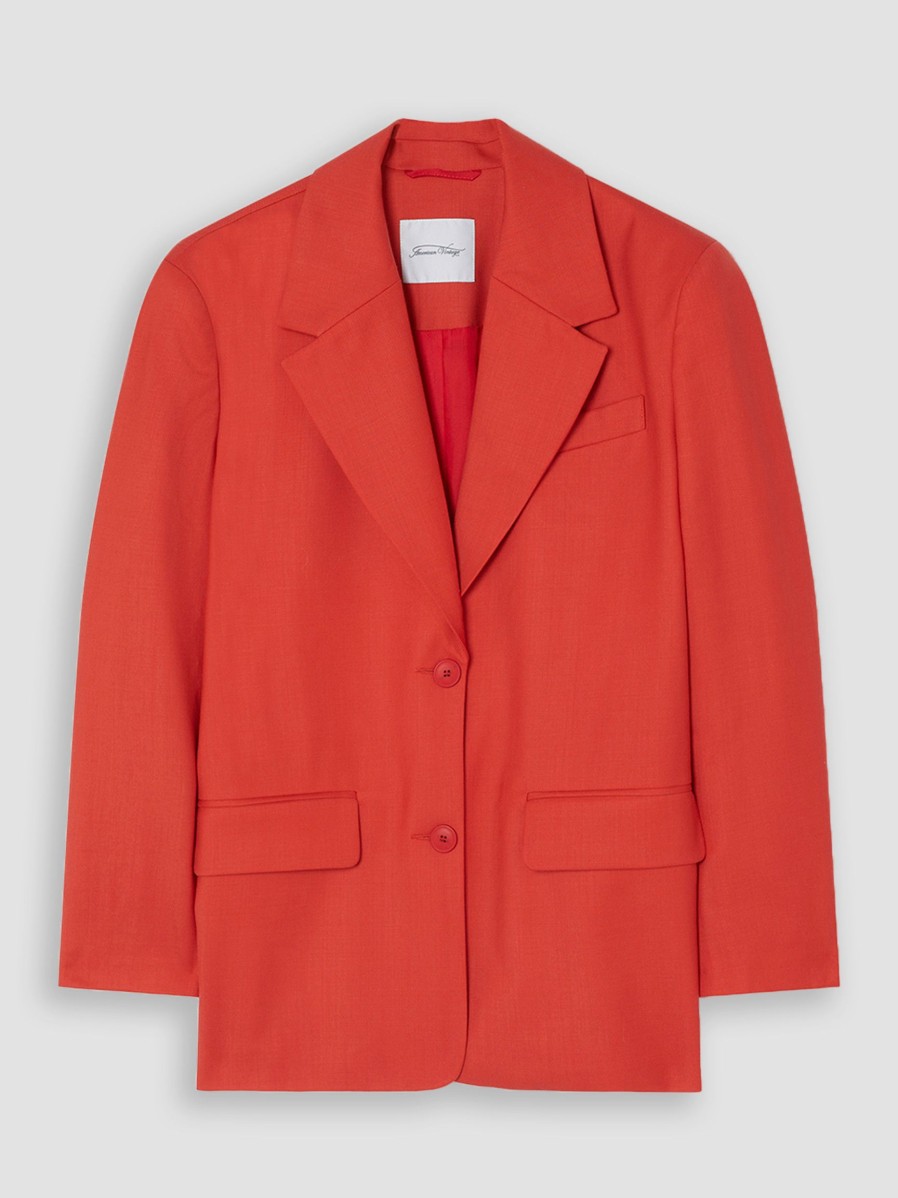 Women American Vintage Blazers And Jackets | Tabinsville, Wool Blazer Red