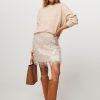 Women Munthe Skirts | Loraine, Woven Skirt With Feathers Cream