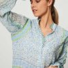 Women Fabienne Chapot Tops And Blouses | Etje, Viscose Mix Blouse With Print Light Blue