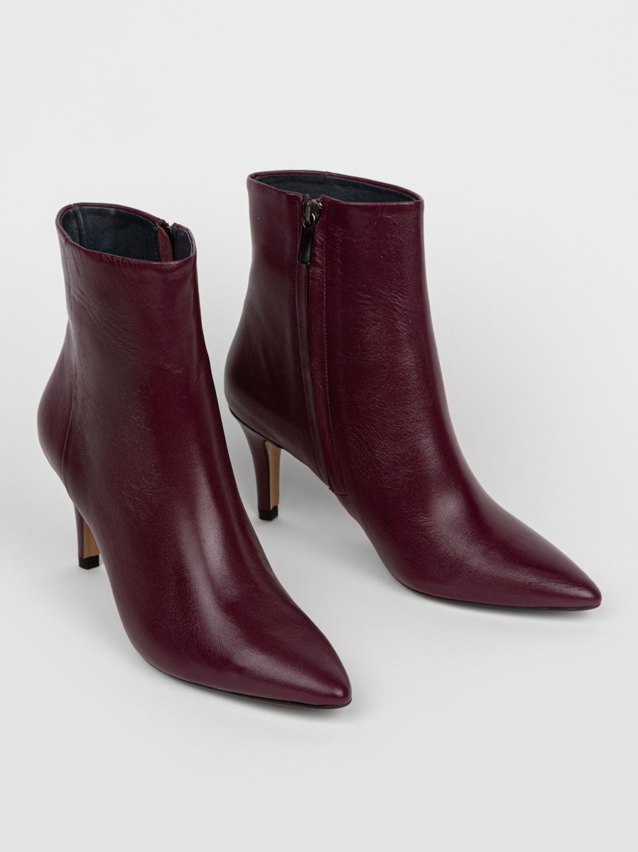 Women Brown Dot. Boots | Julia, Leather Ankle Boots Bordeauxred