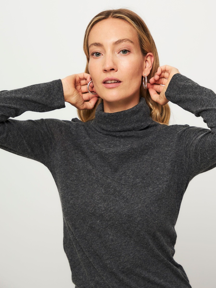 Women Majestic Filatures Sweaters And Cardigans | Cotton/Cashmere Mix Turtleneck Anthracite