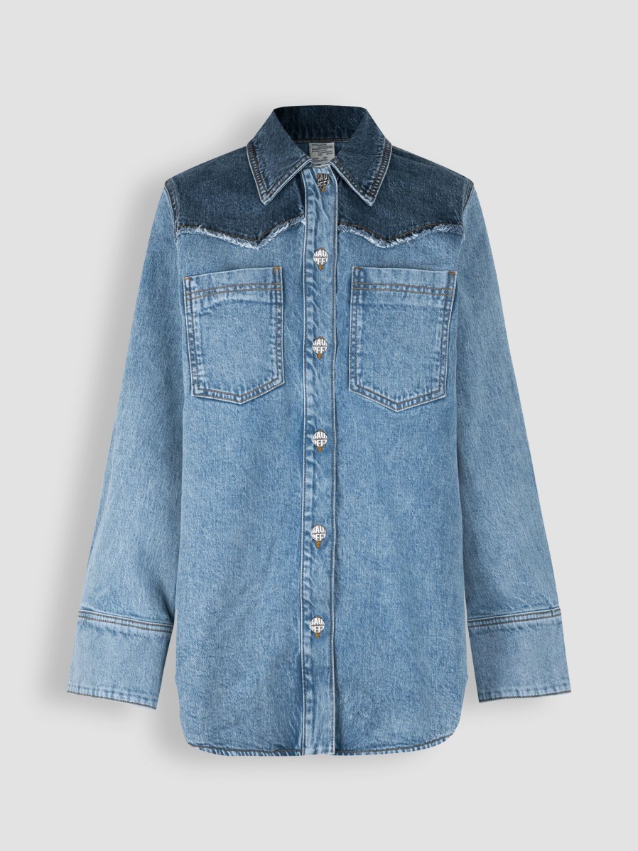 Women Baum und Pferdgarten Blazers And Jackets | Mati, Denim Overshirt Blue