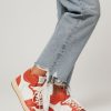 Women Closed Sneakers | Leather High Sneakers Orange