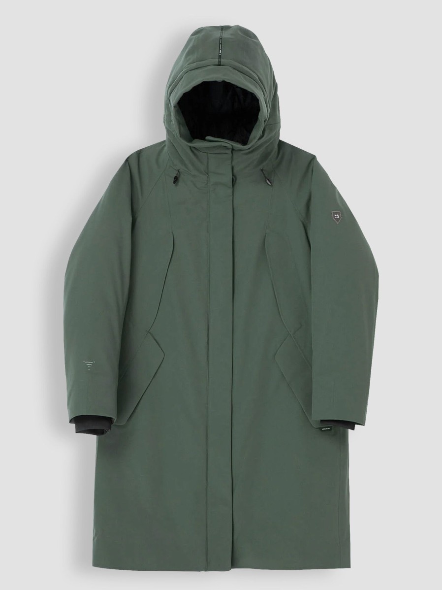 Women Krakatau Outerwear | Qw429, Technical Padded Parka Dark Green