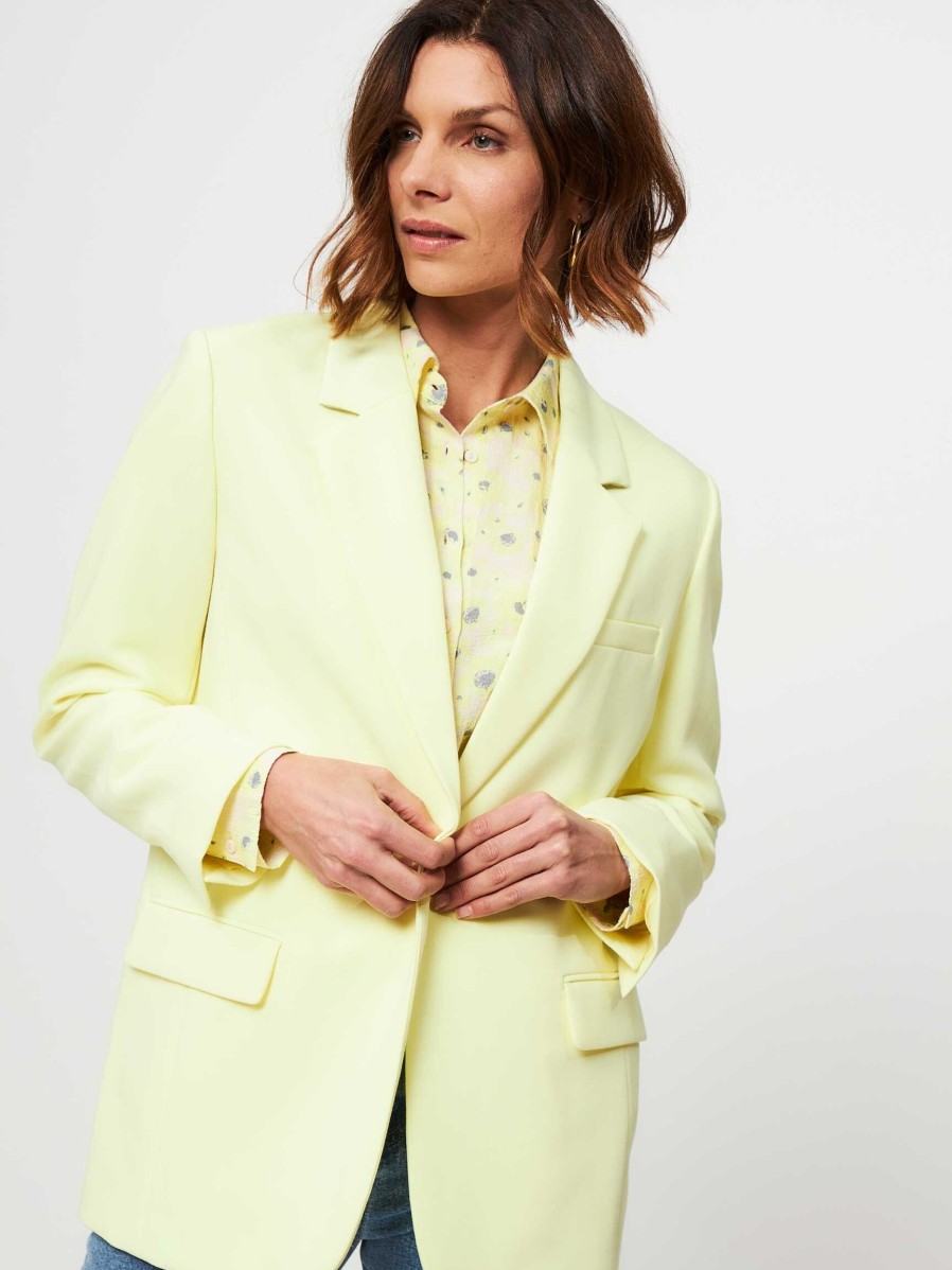 Women Modstrom Blazers And Jackets | Gale, Rayon Mix Long Fit Blazer Yellow