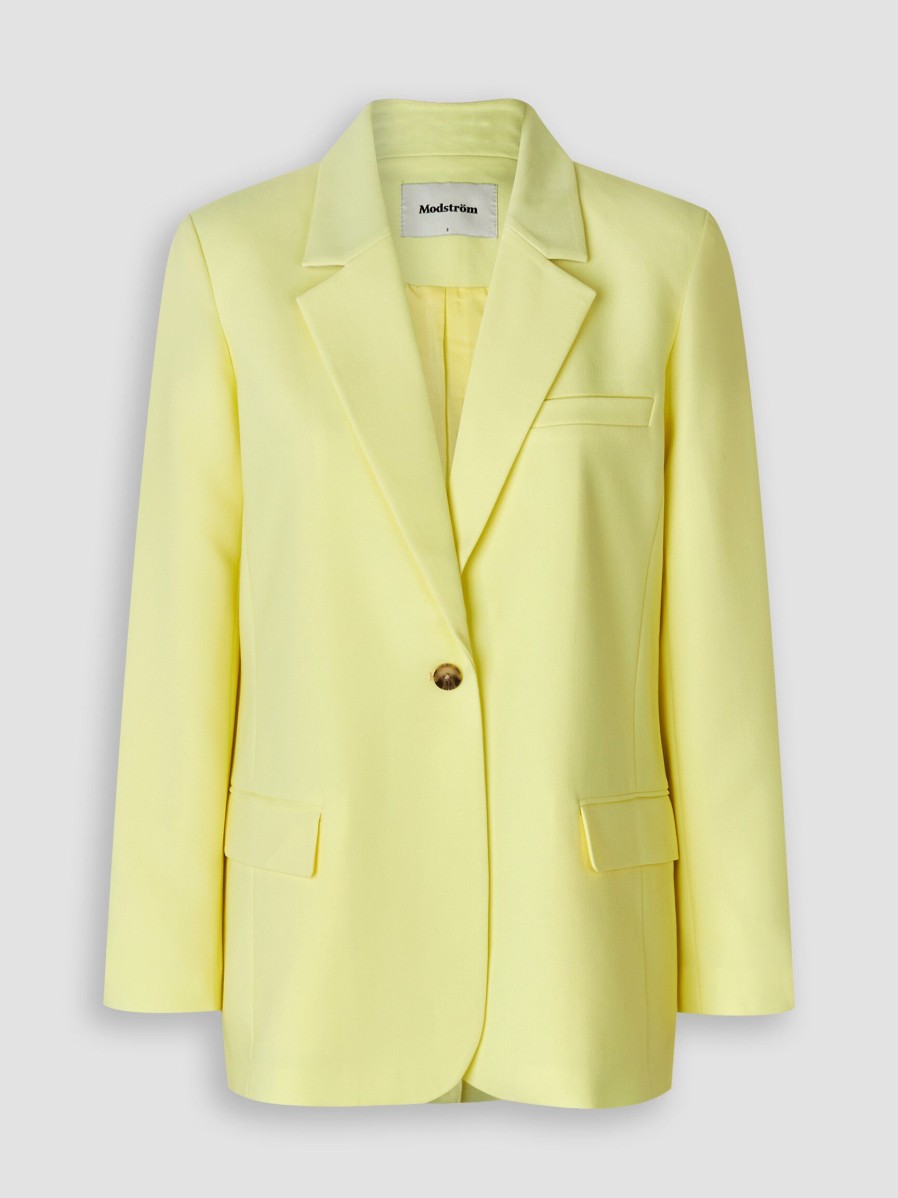 Women Modstrom Blazers And Jackets | Gale, Rayon Mix Long Fit Blazer Yellow