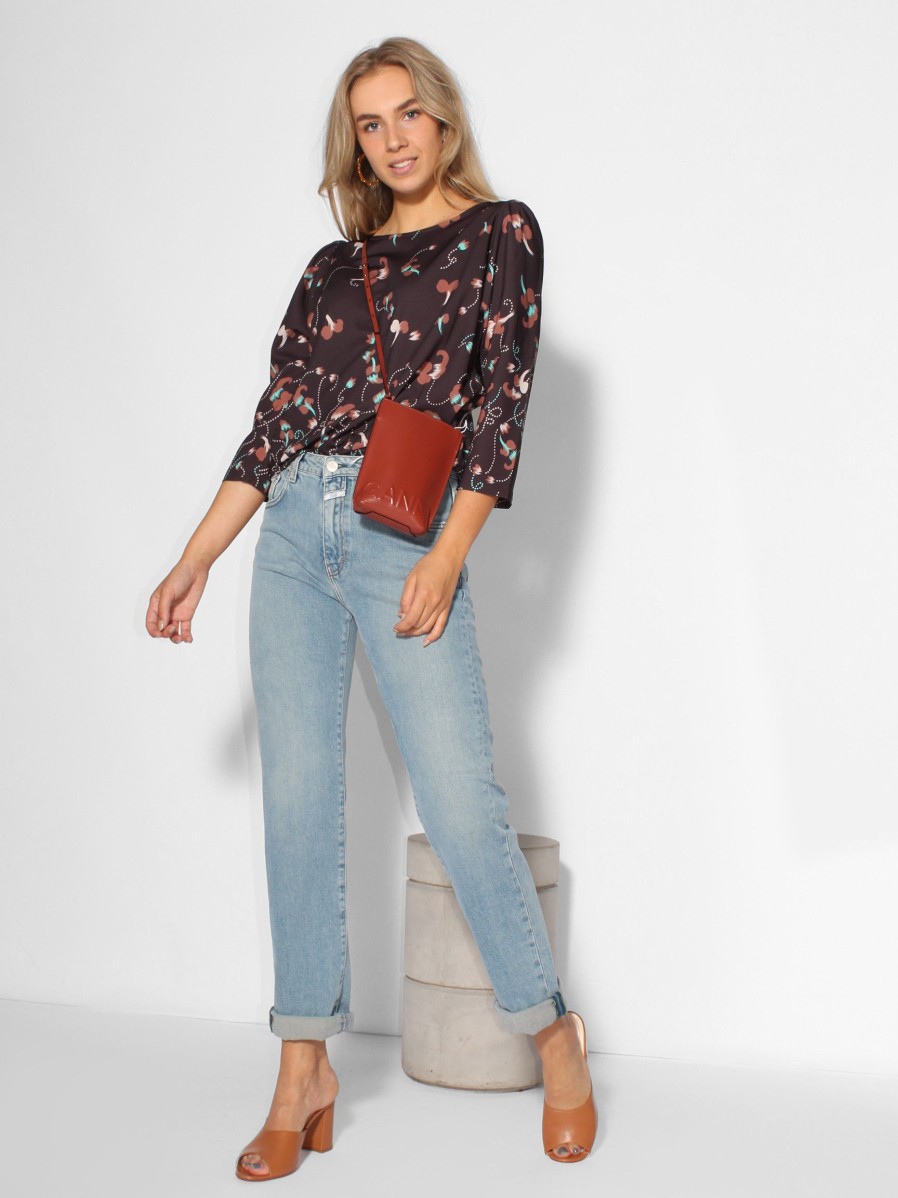 Women Nathalie Vleeschouwer Tops And Blouses | Wiske, Woven Top With Flower Print Black