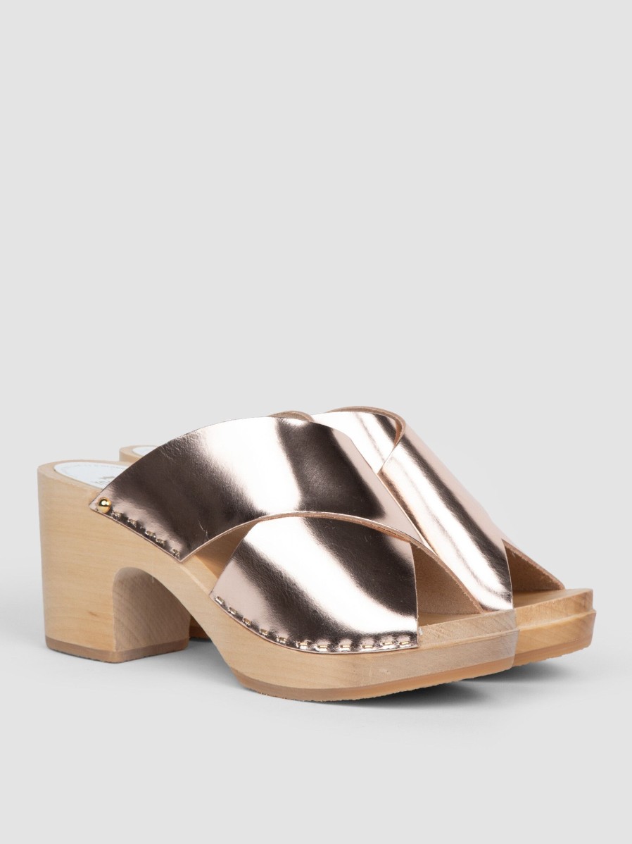 Women Sabot YouYou Sandals | Yzis, Leather Metallic Mules Pink