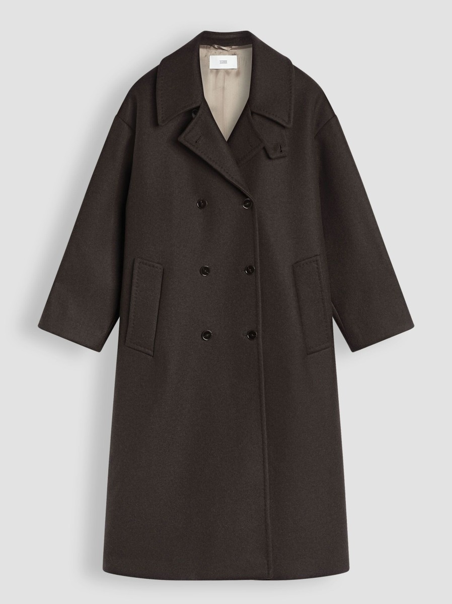 Women Closed Outerwear | Wool Mix Coat Dark Brown