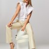 Women Remain Birger Christensen Pants And Jumpsuits | Lynn, Leather Straight Fit Trousers Beige