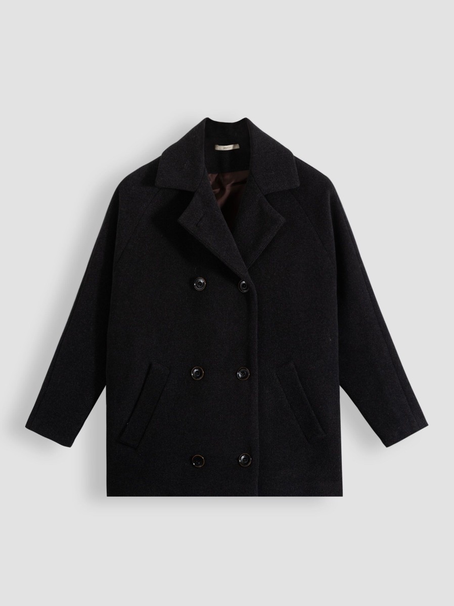 Women Sessun Outerwear | Chief, Wool Mix Coat Anthracite