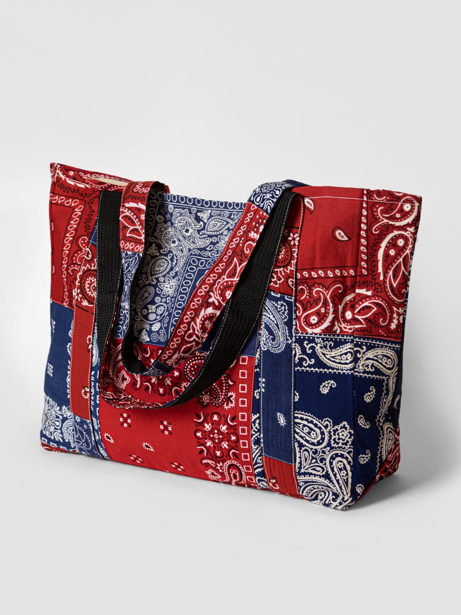 Women Overlord Bags | Cotton Patchwork Shopper With Print Red