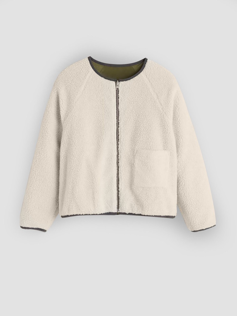 Women Bellerose Outerwear | Belay, Woven Reversible Teddy Jacket Ecru