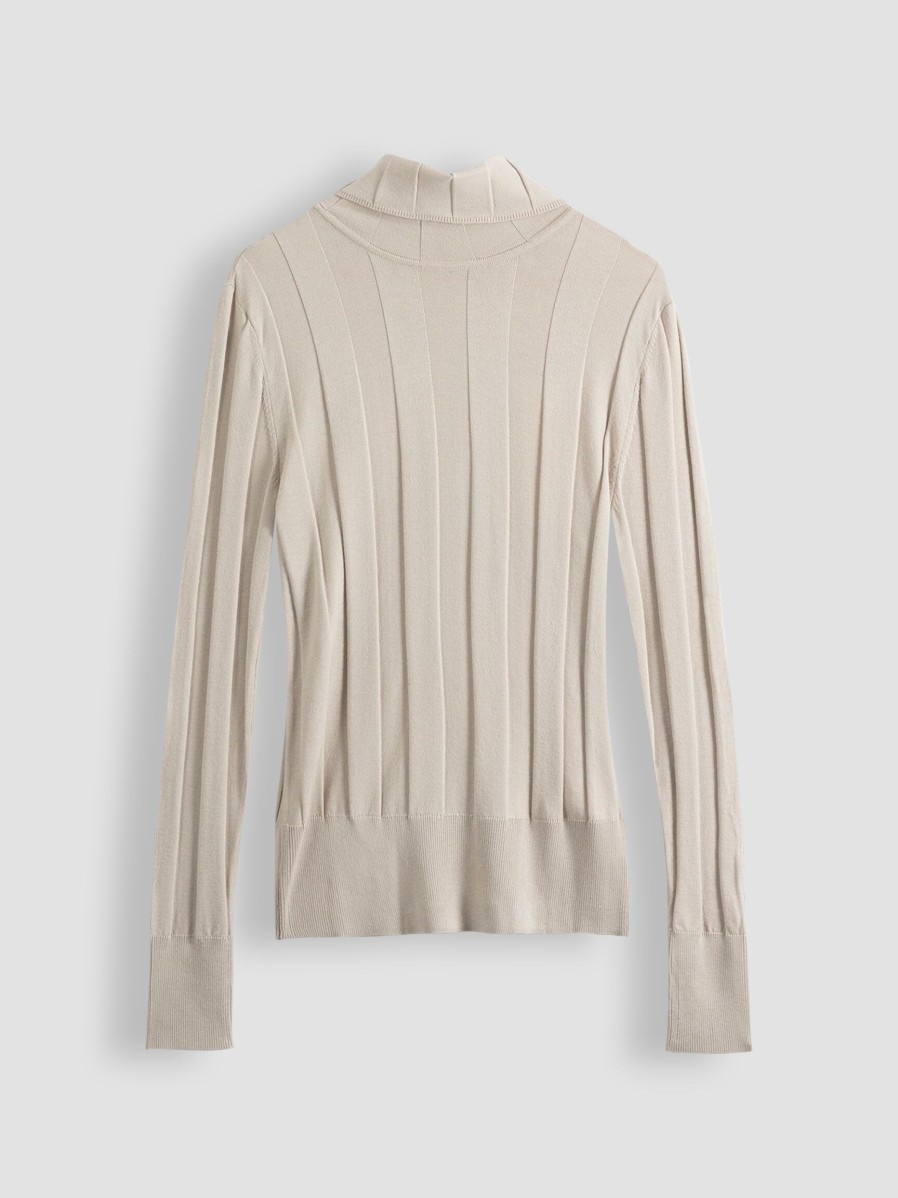 Women Yaya Sweaters And Cardigans | Viscose Mix Turtleneck Beige