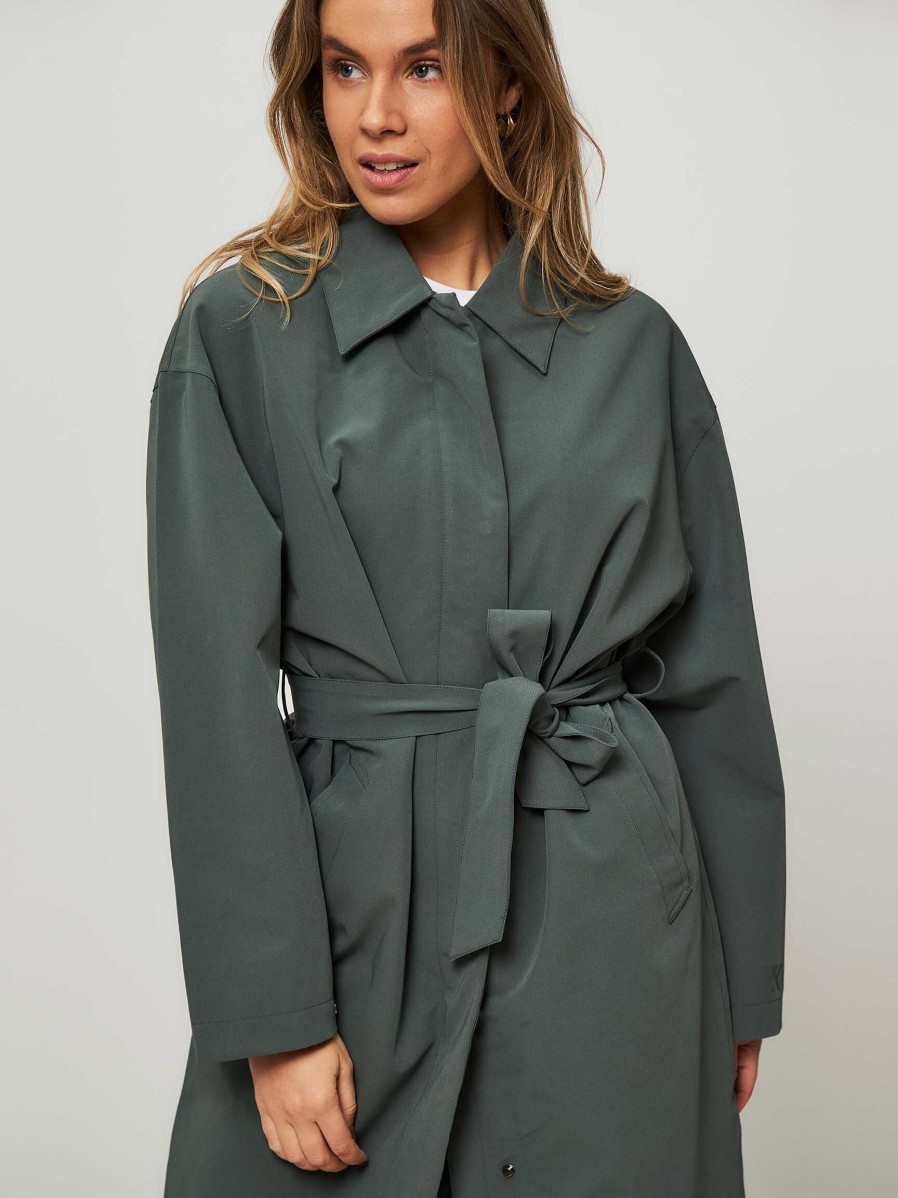 Women Welter Shelter Outerwear | Rachel G Stretch Twill, Technical Parka Dark Green