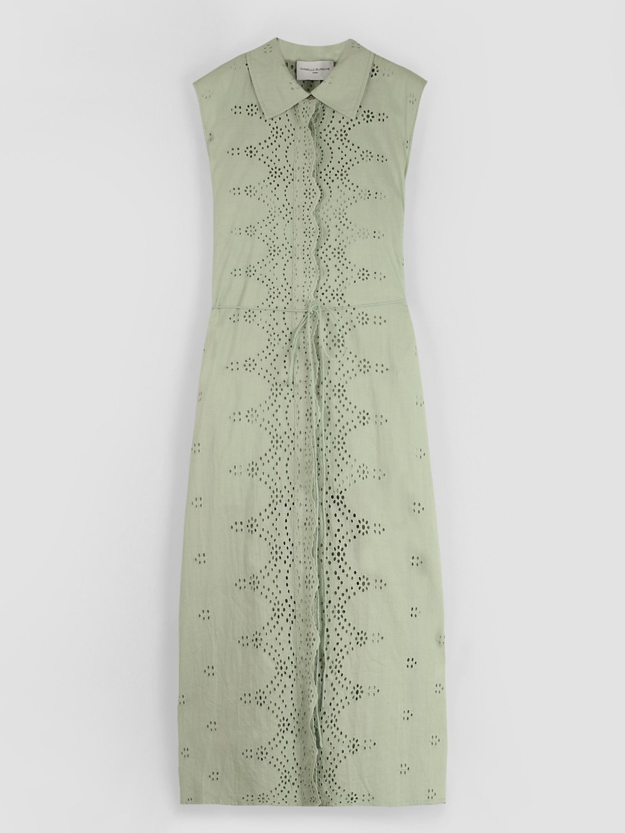 Women Isabelle Blanche Paris Dresses And Tunics | Cotton Embroidery Dress Greygreen