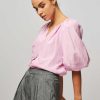 Women Magali Pascal Tops And Blouses | Pallida, Cotton/Silk Mix Blouse With Pattern Light Pink