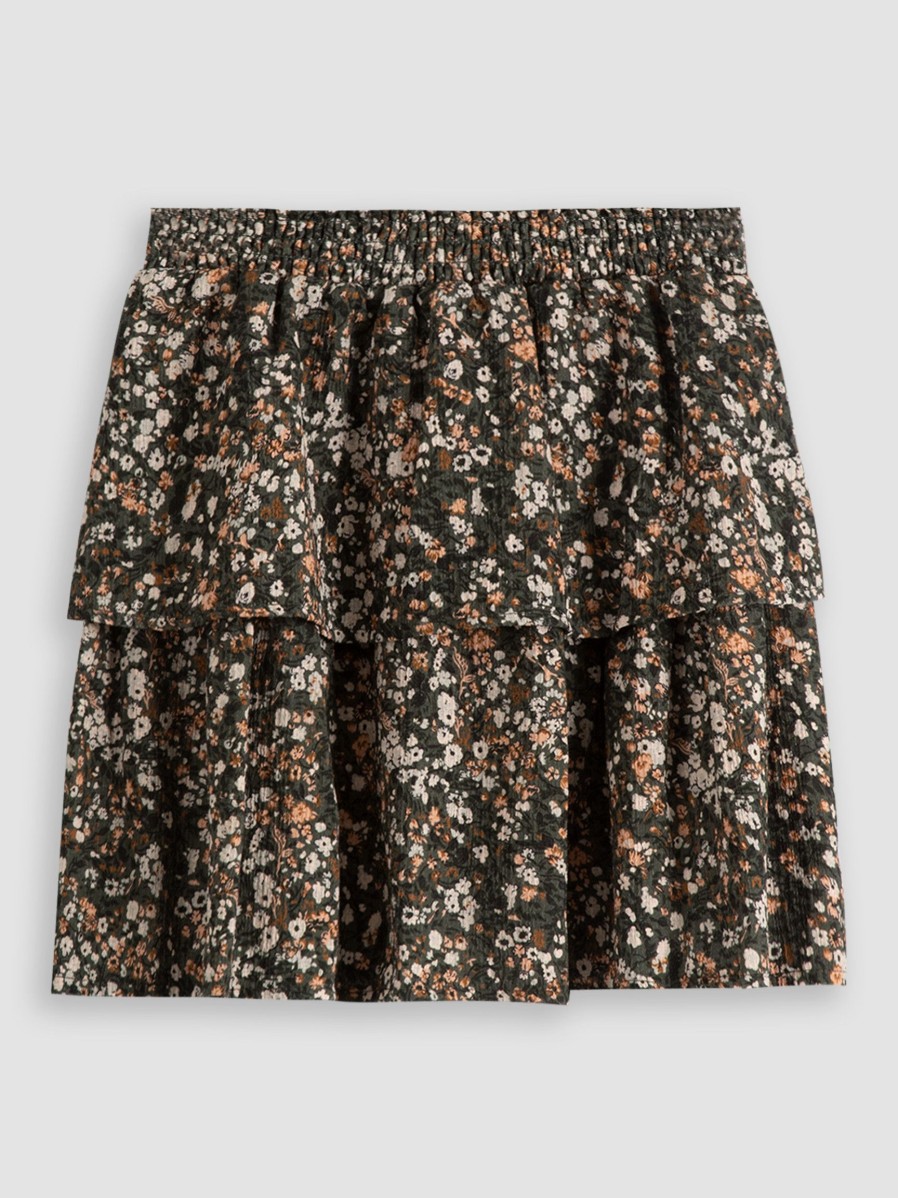 Women Americandreams Skirts | Sally, Cotton Skirt With Print Dark Green