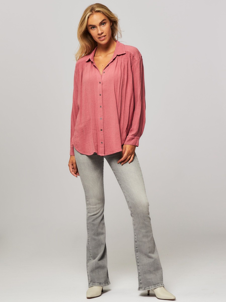 Women Xirena Tops And Blouses | Jo, Cotton/Rayon Mix Blouse With Smock Detail Rose