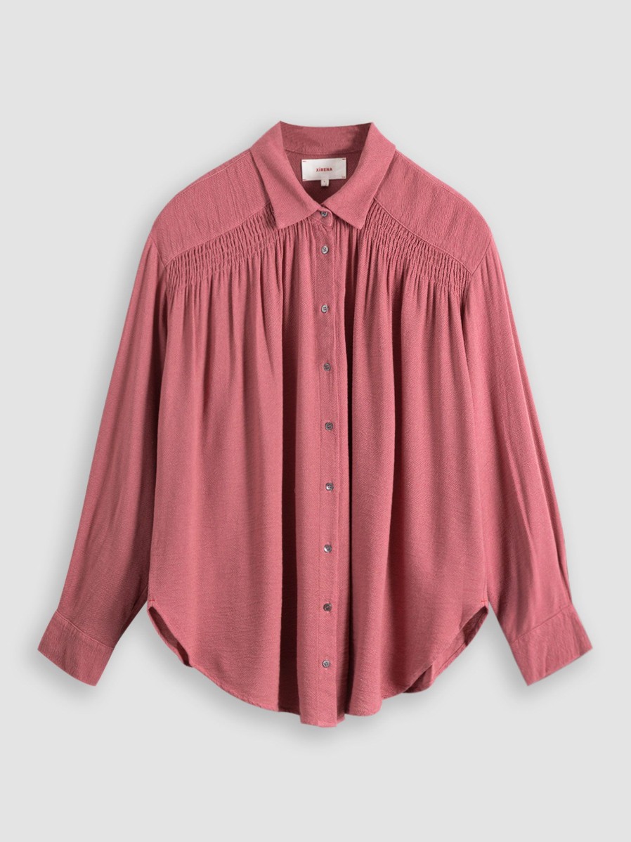 Women Xirena Tops And Blouses | Jo, Cotton/Rayon Mix Blouse With Smock Detail Rose