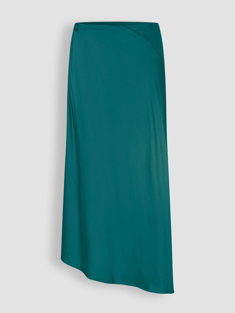 Women Samsoe Samsoe Skirts | Viktoria, Viscose Shiny Wrap Over Skirt Petrol