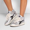 Women Diadora Sneakers | Mi Basket, Leather High Sneakers Silver Colour