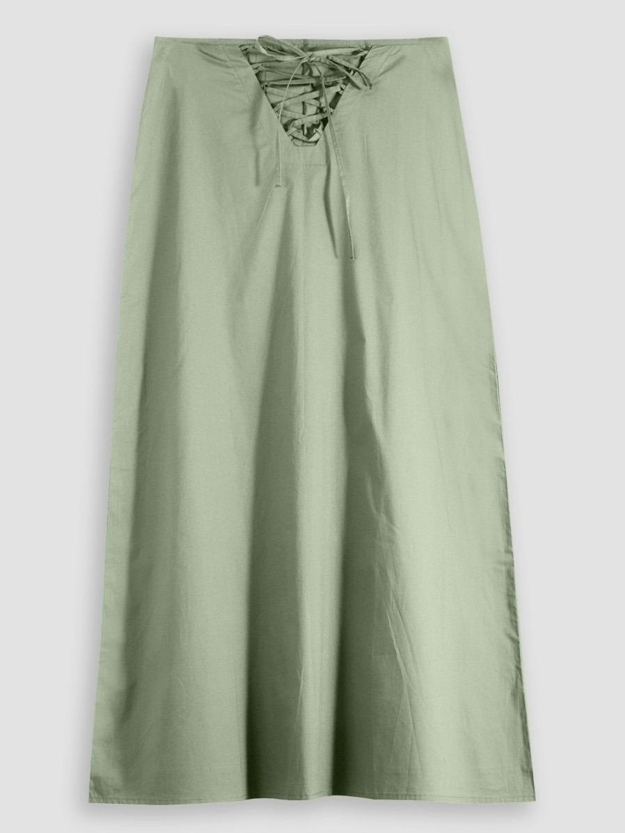 Women Sea Me Happy Skirts | Beatrice, Cotton Poplin Skirt Greygreen