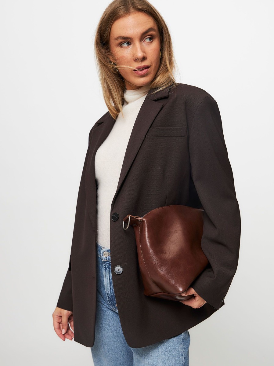 Women Closed Blazers And Jackets | Wool Mix Blazer Dark Brown