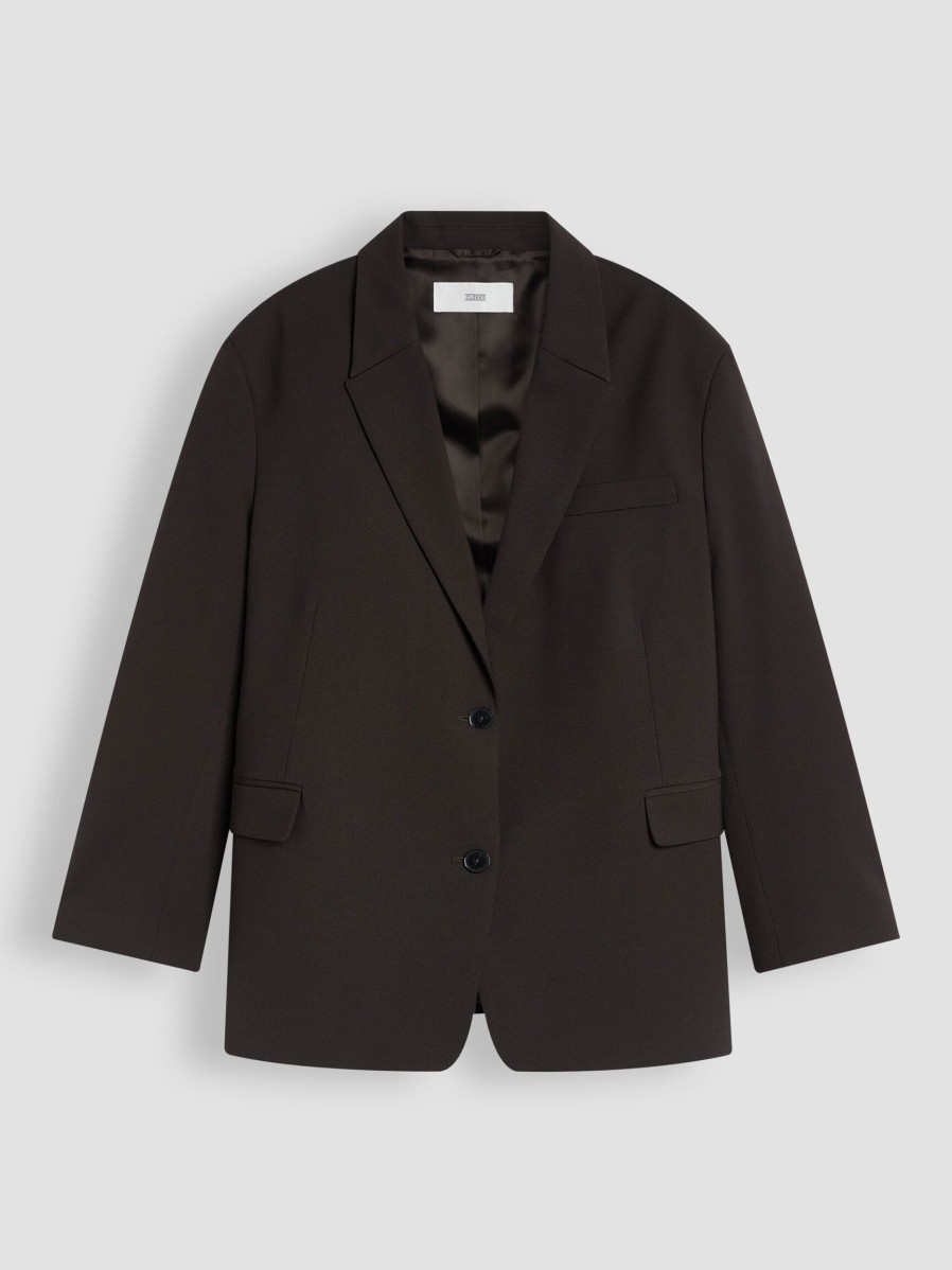 Women Closed Blazers And Jackets | Wool Mix Blazer Dark Brown