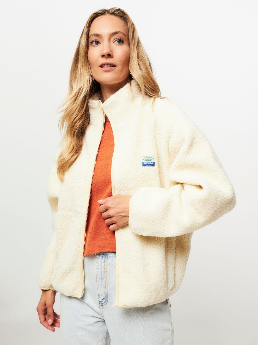 Women American Vintage Outerwear | Hoktown, Woven Teddy Jacket Ecru