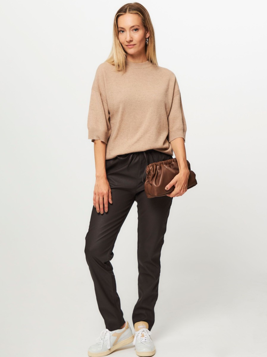 Women Knit-ted Pants And Jumpsuits | Colette, Leatherlook Relaxed Fi Trousers Dark Brown