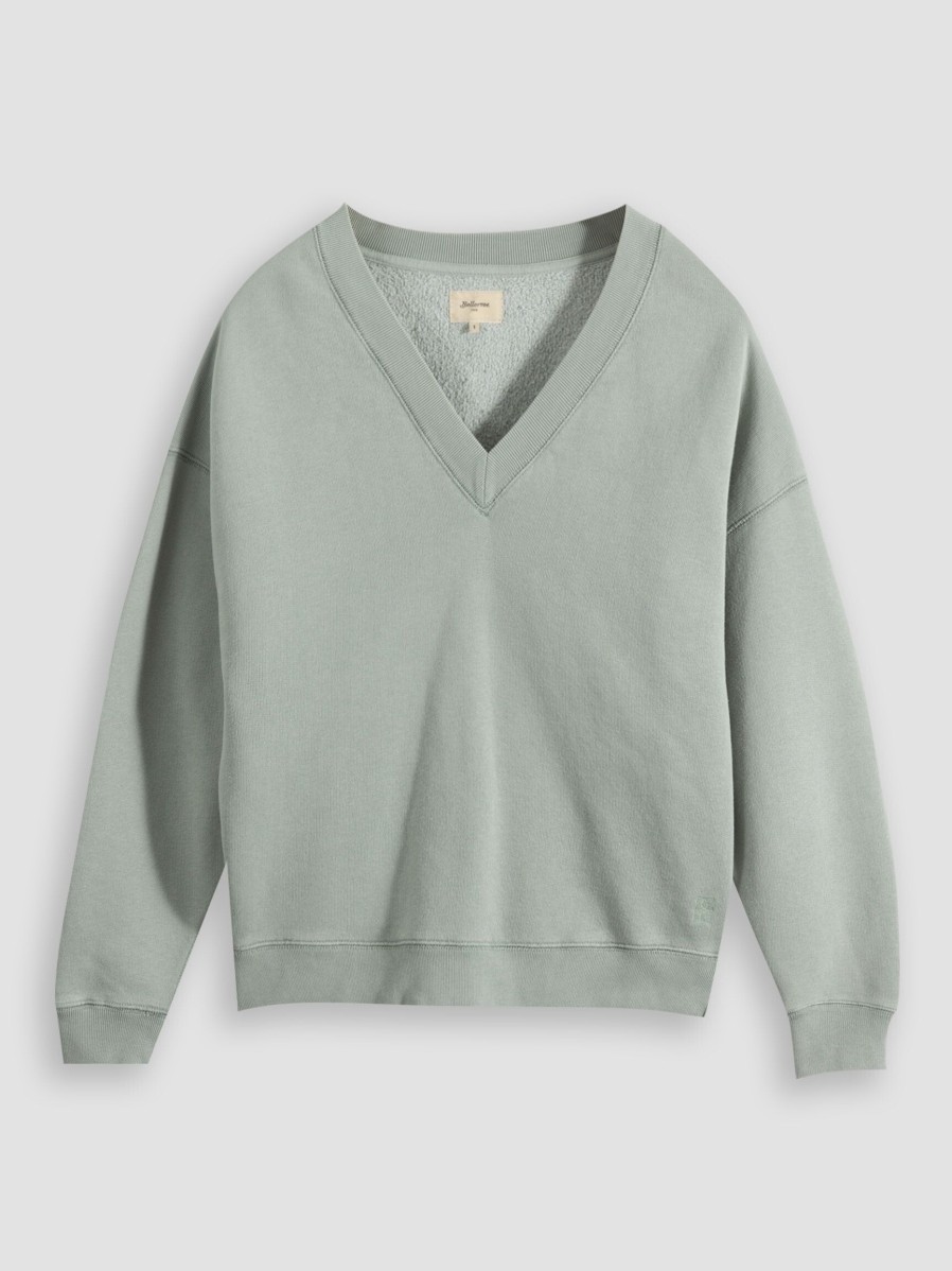 Women Bellerose Sweaters And Cardigans | Fellow, Cotton Mix Garment Dyed Sweater Greygreen