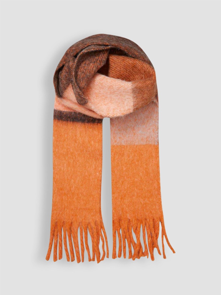 Women Becksondergaard Scarves | Bartletts, Wool Mix Scarf With Pattern Orange