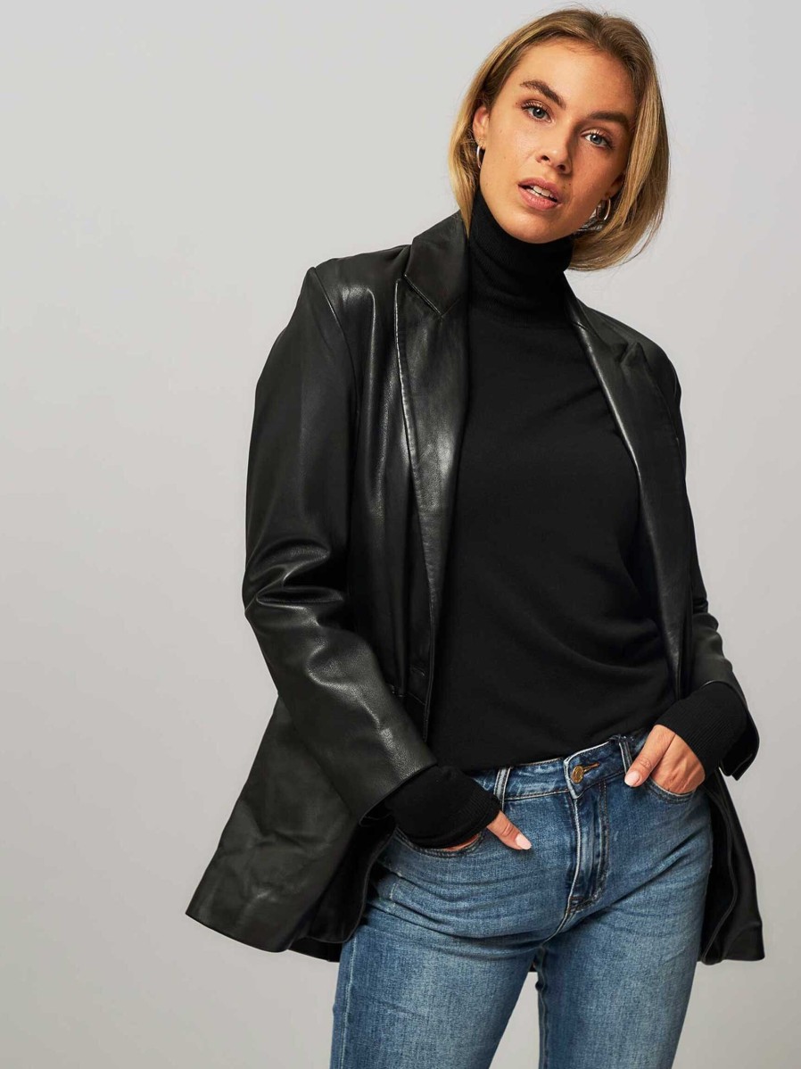 Women Summum Sweaters And Cardigans | Viscose Mix Turtleneck Black