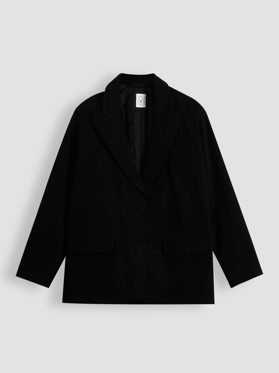 Women Nathalie Vleeschouwer Outerwear | Cooper, Cotton Ribcord Coat Black