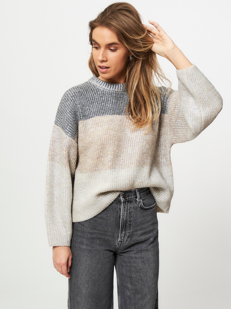 Women Munthe Sweaters And Cardigans | Edwan, Cotton Mix Coated Jumper Silver Colour