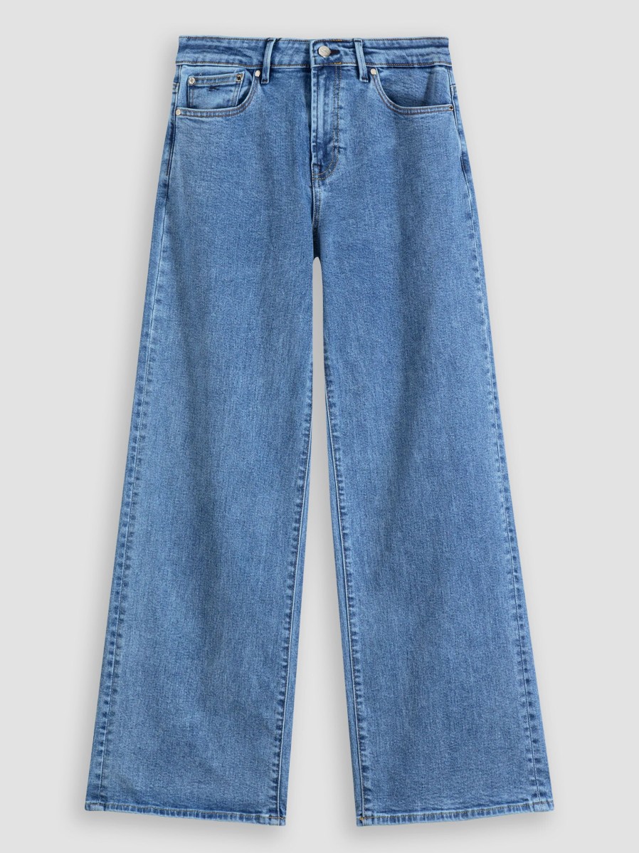 Women Denham Jeans | Keira, High Waist Wide Leg Stretch Jeans Blue