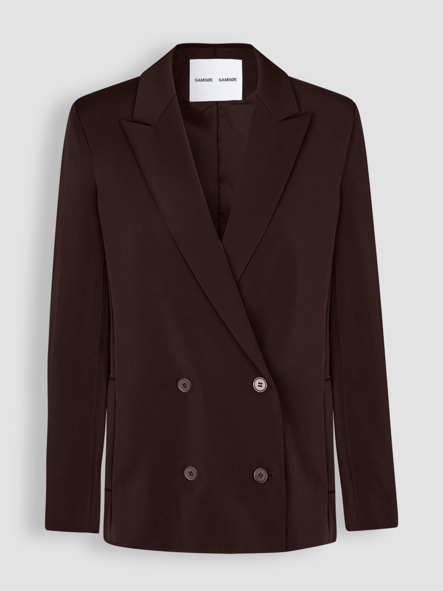 Women Samsoe Samsoe Blazers And Jackets | Hoys, Woven Blazer Dark Brown